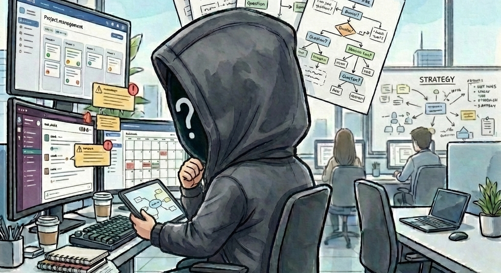 人間とAIの共創をイメージしたグラフィック：意思決定の境界線とエンジニアマネージャーの役割